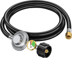 6Ft Propane Regulator with Hose&Gauge, 0-1Psi Propane Hose, Gas Grill Regulator
