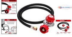 High Pressure Propane Regulator Rubber Hose 4 ft Adjustable 0-20 PSI for Tanks