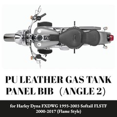 PU Leather Gas Tank Panel Bib for Harley Softail FLSTF 2000-2017, For Black