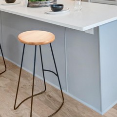 Solid Wood Round Stool Seat Replacement Wooden Top Easy Clean Home Kitchen