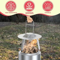 Heat Deflector for Solo Stove Ranger 15″ – Carry Handle, 3 Legs, Pellet Adapter,