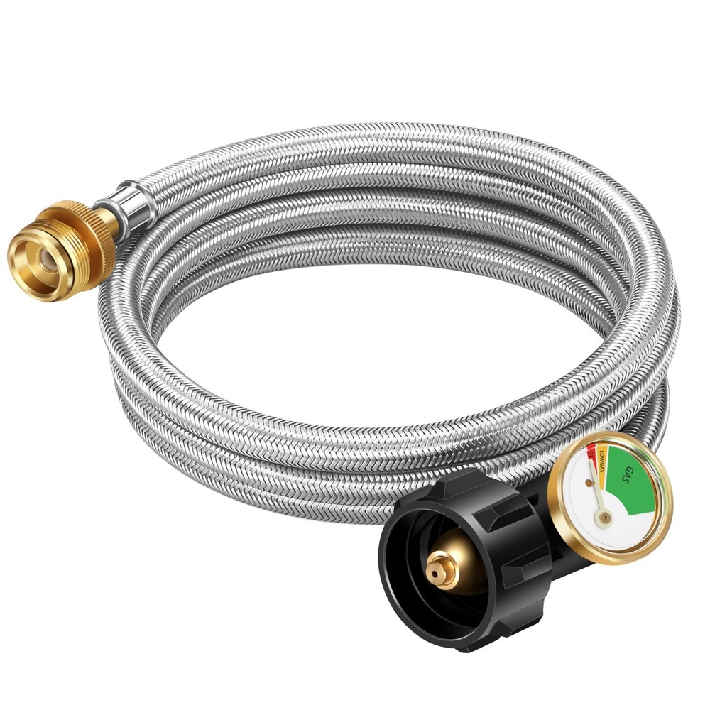 6FT Stainless Braided Propane Hose Adapter 1lb to 20lb, QCC1/Type1 for Grill, He