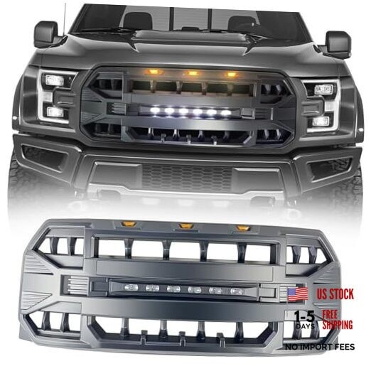 Front Grill Replacement for F150 2015 2016 2017 Front Bumper Matte Black
