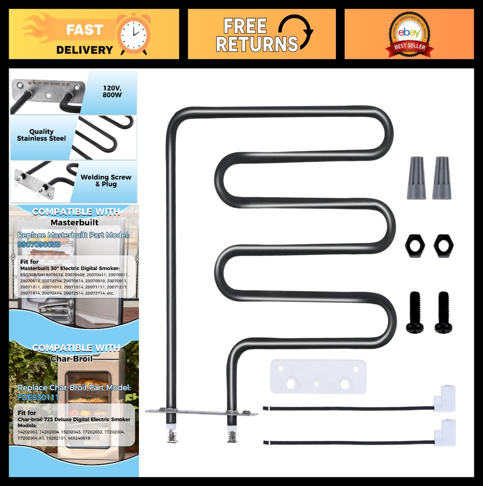 800W Smoker Heating Element Replacement Kit for Digital Electric Smokers, 990709