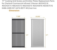 Charbroil Cooking Grates 17in Cast Iron Grill Replacement Plates Set