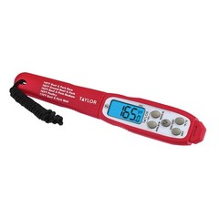 Taylor Digital Waterproof Thermometer with Bright Blue Backlight for Red