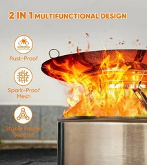 Heat Deflector with Mesh Spark Screen for Solo Stove Bonfire 19.5″, Durable 3…