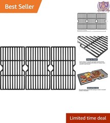 Cast Iron Grill Grates 3-Pack – Nonstick & Easy Clean 16 7/8″ Fit for Charbroil