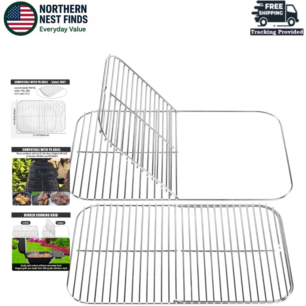 Easy-Refuel Hinged Grid for PK Grills – Series 300, 3714, Stability Assurance