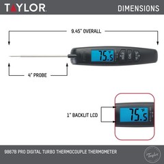 Taylor Digital Turbo Instant Read Thermocouple Meat Food Grill 1 EA, Black