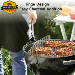 Hinged Grill Grate 21.5in for Weber 22in Charcoal Grills Kettle Performer