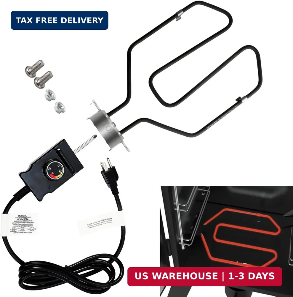 Upgrade 1650W Electric Smoker Heating Element Replacement Kit with Adjustable Th
