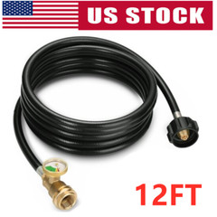 12FT Propane Extension Hose w/ Gauge for Propane Tank for Most Propane Applian