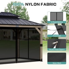Universal 10×13 ft Gazebo Mosquito Netting, Replacement 4-Panel Sidewalls wit…