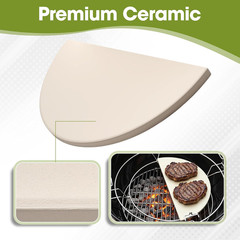 Half-Moon Ceramic Heat Deflector Plates for Kamado Joe Classic I, II, Iii,Big Gr