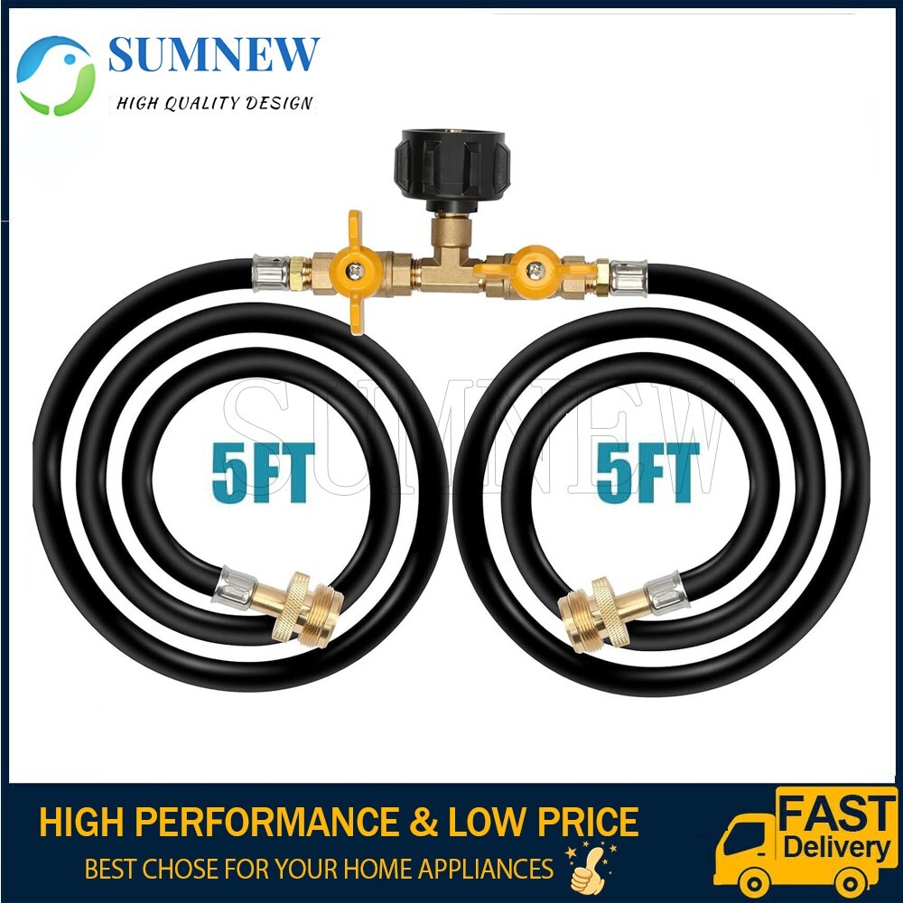 5 Feet 2 Ways Y Splitter CGA Propane Converter Adapter Hose for QCC1 20lbs Tank