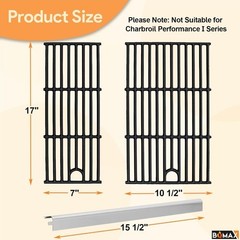 BQMAX Cooking Grate & Heat Plate for Charbroil 2-Burner Grill 463630422