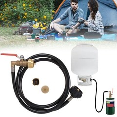 48” Upgraded Propane Refill Adapter Hose, QCC1 Inlet Control Valve 2 Bottle Cap