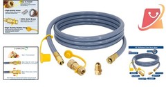 Natural Gas Hose 12ft Brass Quick Disconnect for Grills Ovens Patio Heater