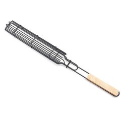 5Pcs Stainless Steel BBQ Grill Cage with Wooden Handle for Convenient Use
