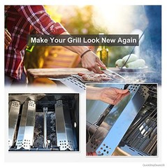 Stainless Steel Grill Heat Plate 2 Pack 14 9/16 Inch Flame Tamer for 2 Burner