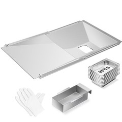 Grease Tray with Catch Pan and Foil Liner, Adjustable Drip Pan for 3/4/5 Gas