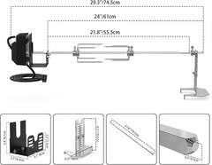 Kit Universal de Asador BBQ con Motor Eléctrico y Varilla de 28″