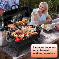 Parrilla de carbón portátil con rejilla para calentar para acampar y hacer