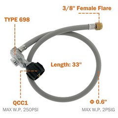 Type 698 Regulator and Hose 33″ QCC1 for Weber Genesis 300 and Summit 400/600…