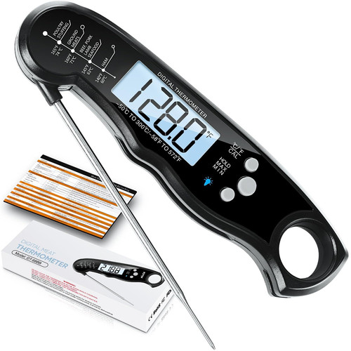 Digital Meat Thermometer, Waterproof Instant Read Food Black –