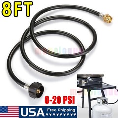 8 FT Propane Hose with QCC1 / Type1 Tank Connects 1lb Appliance to 1-20lb Tank