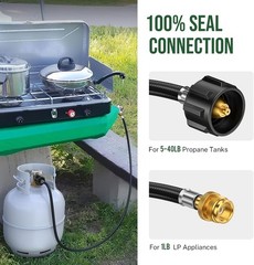 Save Money with 8ft Propane Adapter Hose – 1lb to 20lb Converter for Grilling