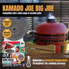Mesh Gasket Kit Fit for Kamado Joe Big Joe – 180″ Fiberglass Gasket Replacement
