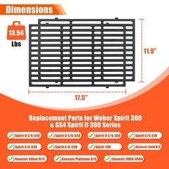 QuliMetal 17.5″ Grill Grates for Weber Spirit 300 and Spirit II 300 Series, S…