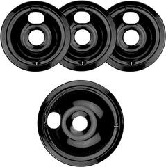 4 Pack Black Porcelain Burner Drip Pan By AMI PARTS – 3×6.3in&1×8.3in,