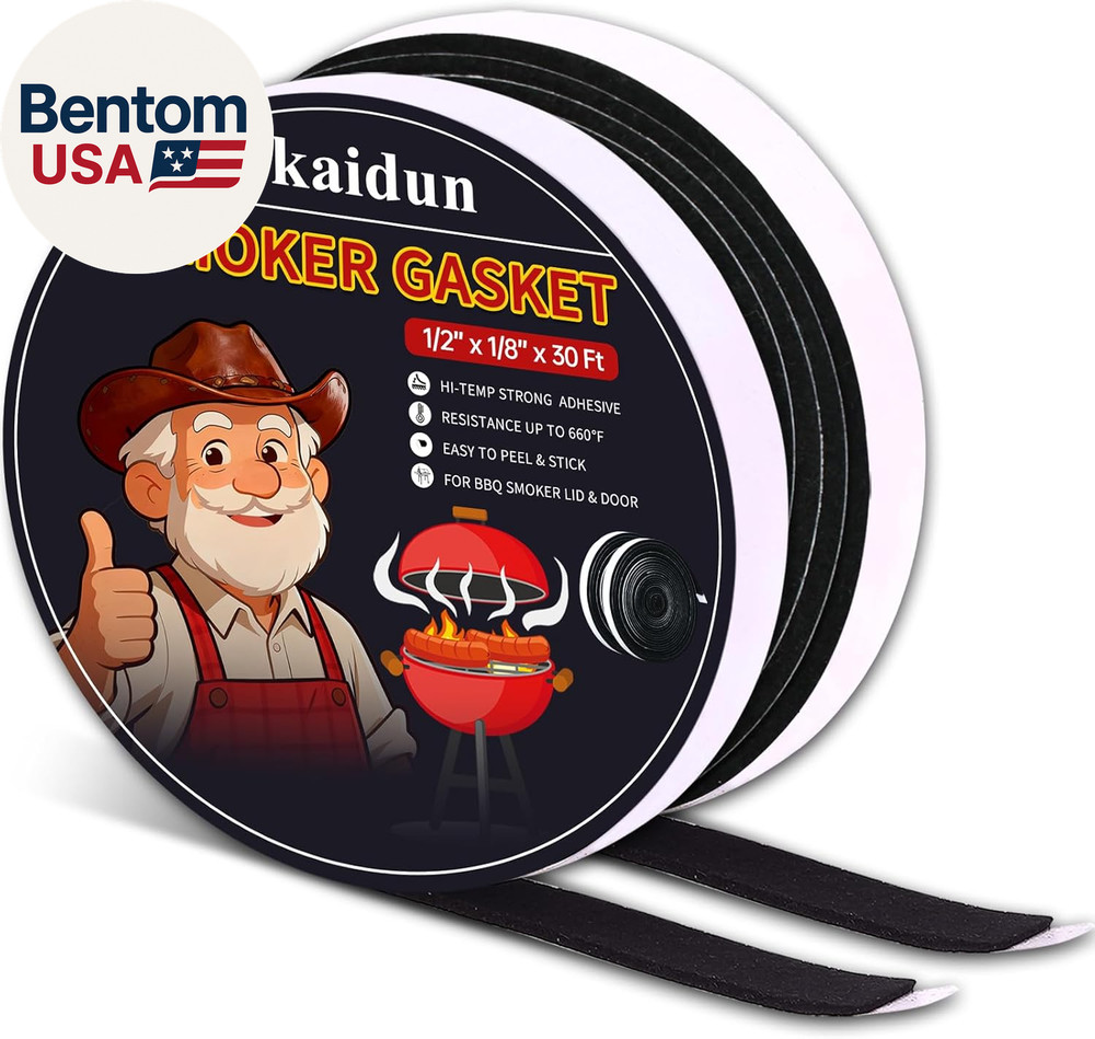 Smoker Gasket, 2 Pack X 15 Ft, 1/2″ X 1/8″, Smoker Gasket Seal High Temp, BBQ Gr