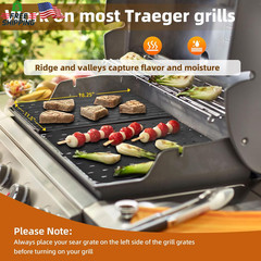 BAC772 18.25”X11.5” Sear Grate Grill Accessory, Reversible Grill Grate Compati