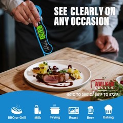 Fast Instant Read Meat Thermometer with Backlight – Waterproof Digital Blue