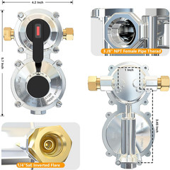 2-Stage Auto Changeover LP Propane Gas Regulator with 48”Stainless Braided Regu