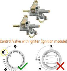 2-Pack Burner Control Valve for Blackstone Grill Griddle OEM Replacement Parts G