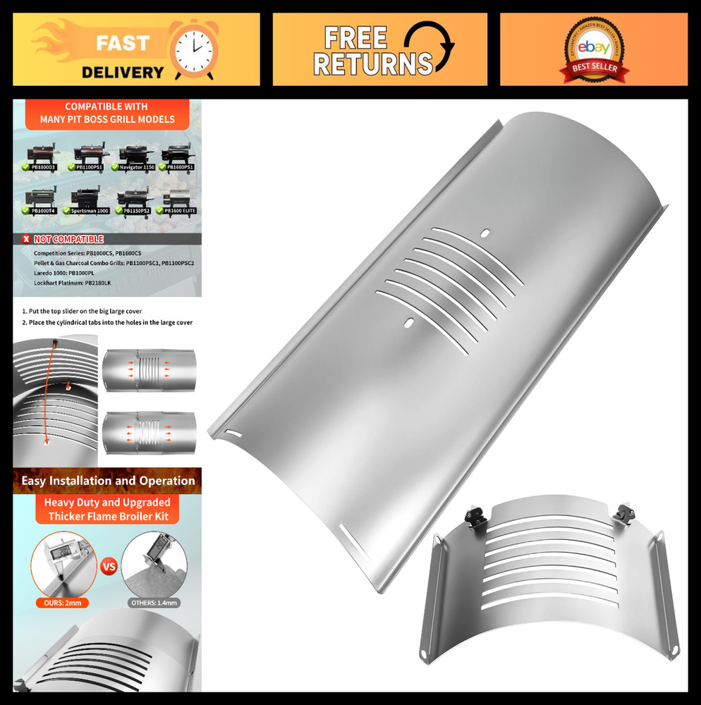 Flame Broiler Kit for Pit Boss Pellet Grills – Slide Cover & Bottom Replacement