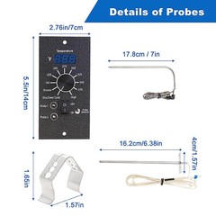 Digital Thermostat Kit with RTD Temperature Sensor 2 Meat Probes Replacement
