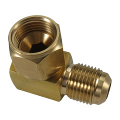 Gas Fired Heater Elbow 3/8 Female Inverted Flare x Male Flare 90 Degree Brass