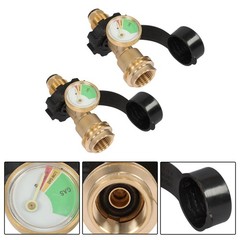 2PCS-Propane Tank Adapter with Gauge Converts POL LP Tank Service Valve QCC/Type