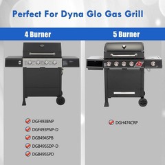 DGF493BNP DGH474CRP Grill 3pcs 16 4/9 x 27 3/4″ in total for 4 burner, Black