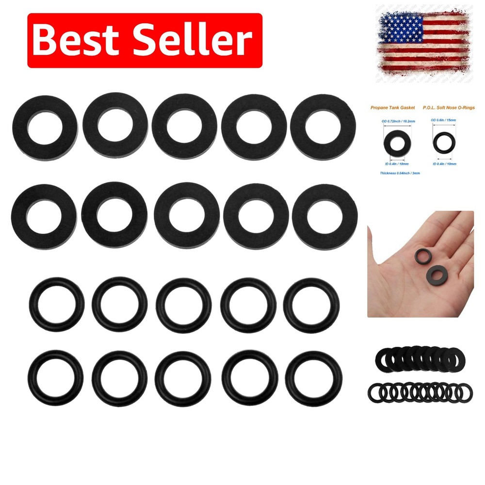 10Pcs Propane Tank Gasket and 10Pcs O-Rings for All Soft Nose P.O.L. Fittings…