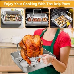 HaSteeL Beer Can Chicken 1 Pan +1 Rack + 1 Brush, Rosating Pan+Chicken Holder