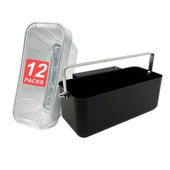 Rear Grease Cup Replacement & 12 Foil Liners for 7″ x 2.8″ x 3.2″, Black