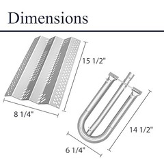 Grill Replacement Parts, 3 Pack Heat Plate Shield with 3 Pack Burner Gas