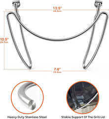 Grill Lid Holder, Stainless Steel Slide a Side Lid Prop for All Weber 18”/22”/26